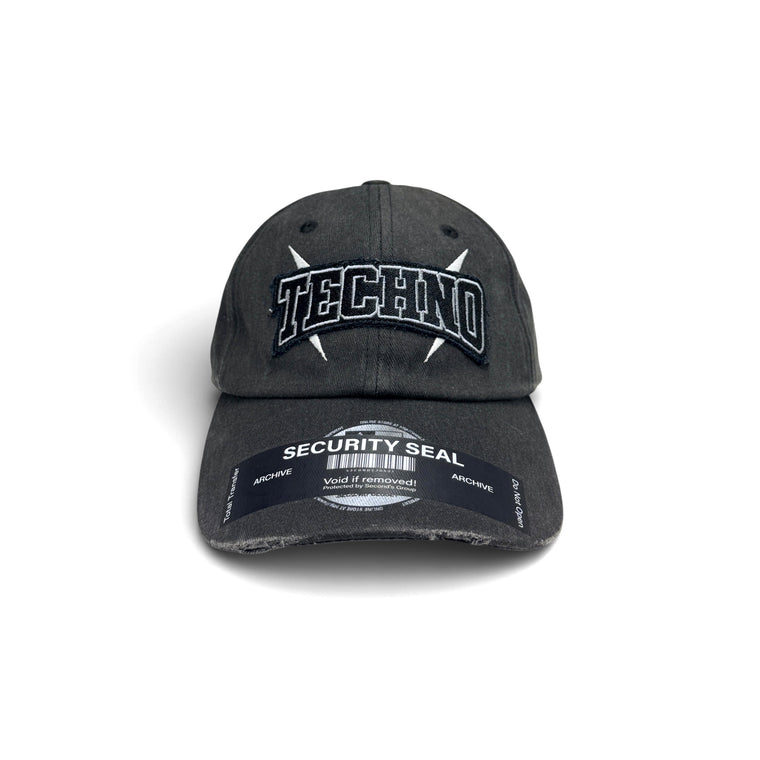 2ND CLOSET “TECHNO“WASHED DAMAGED CAP-WASHED BLACK
