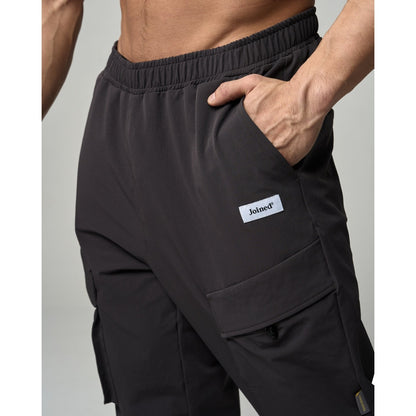TEAMJOINED TECH POACKETS GYM CARGO PANTS-DARK GREY