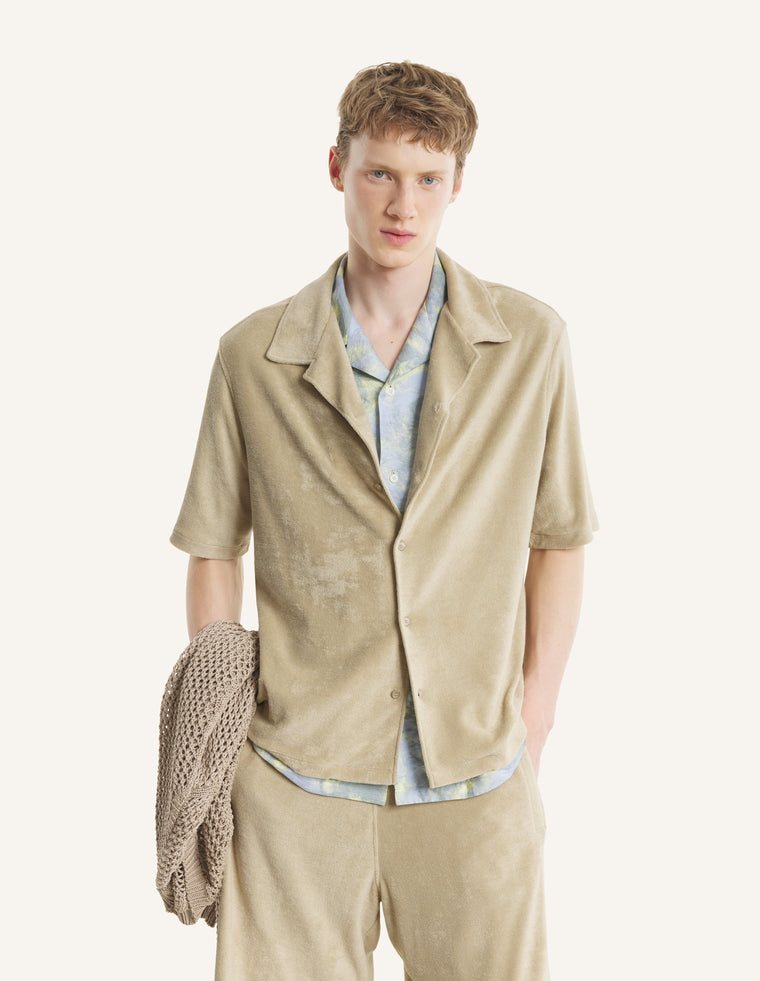 MAISON KITSUNE TERRY RESORT SHIRT-TEA LEAF