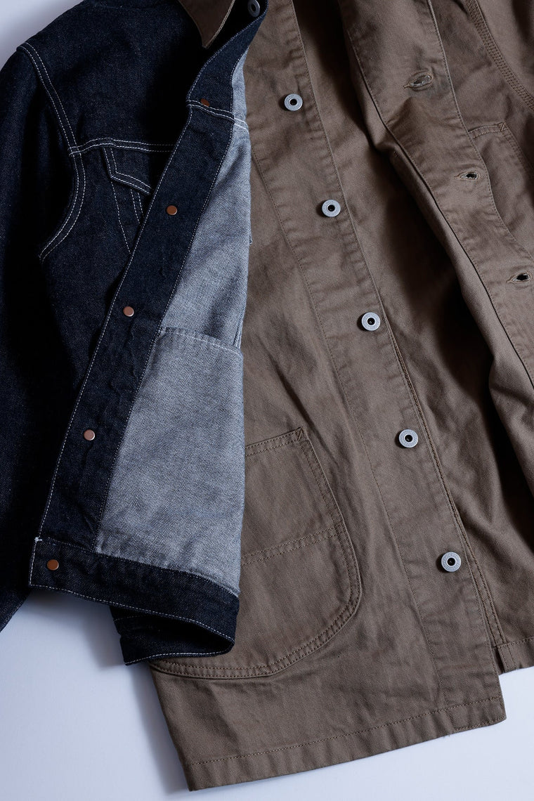 FUNDAMENTAL THIRD JACKET COVERALL RINSE-BROWN