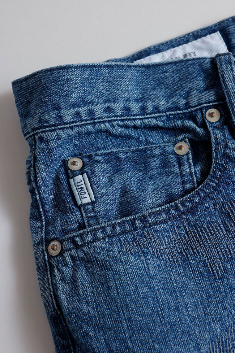 FUNDAMENTAL TIGER SASHIKO PANTS 3YR WASH-INDIGO