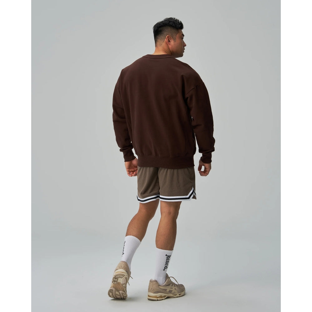 TEAMJOINED TJTC™ HEAVY STRETCH EMBROIDERED PATCH PULLOVER-BROWN