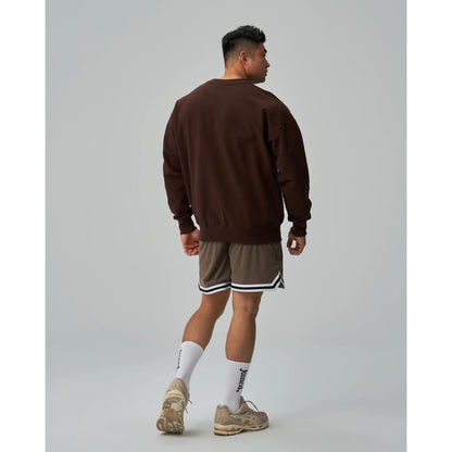 TEAMJOINED TJTC™ HEAVY STRETCH EMBROIDERED PATCH PULLOVER-BROWN