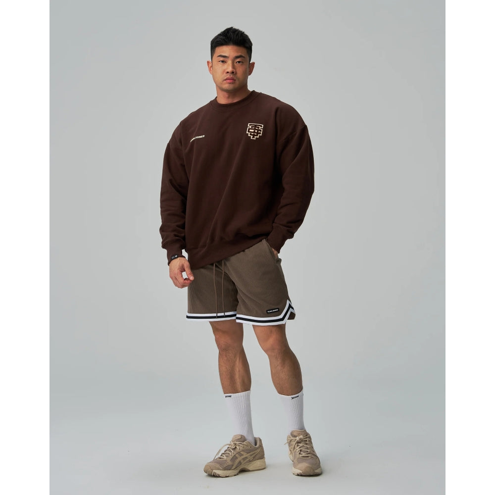 TEAMJOINED TJTC™ HEAVY STRETCH EMBROIDERED PATCH PULLOVER-BROWN