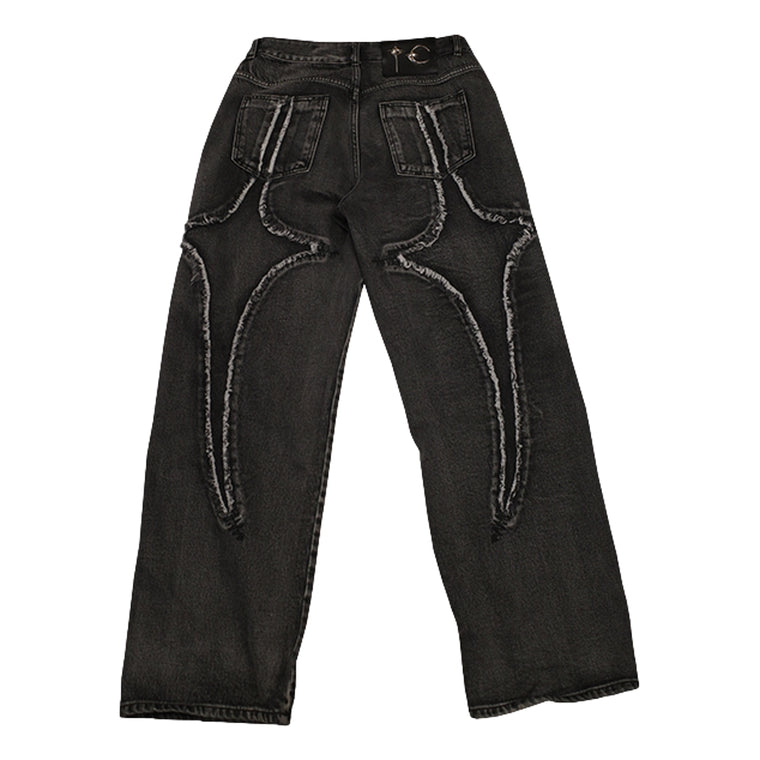 THUG CLUB TRIBAL DENIM PANTS-BLACK
