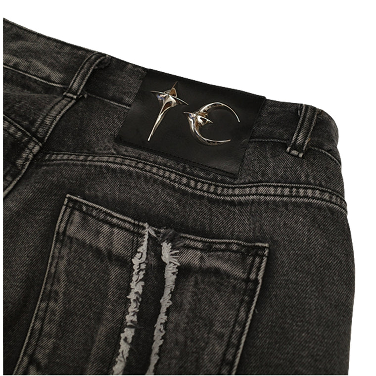 THUG CLUB TRIBAL DENIM PANTS-BLACK