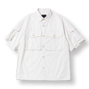 MEANSWHILE TRINITY CHAMBRAY SAFARI S/S SHIRT-WHITE