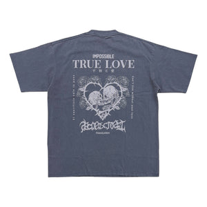 2ND CLOSET TRUE LOVE PRINTED WASHED T-SHIRT-WASHED BLUE