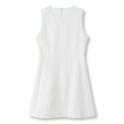 ESPRIT TEXTURED SLEEVELESS FIT-AND-FLARE MINI DRESS-OFF WHITE