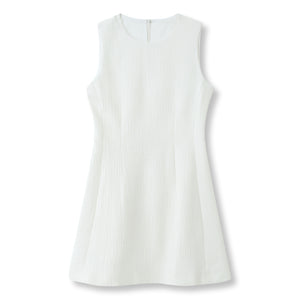 ESPRIT TEXTURED SLEEVELESS FIT-AND-FLARE MINI DRESS-OFF WHITE