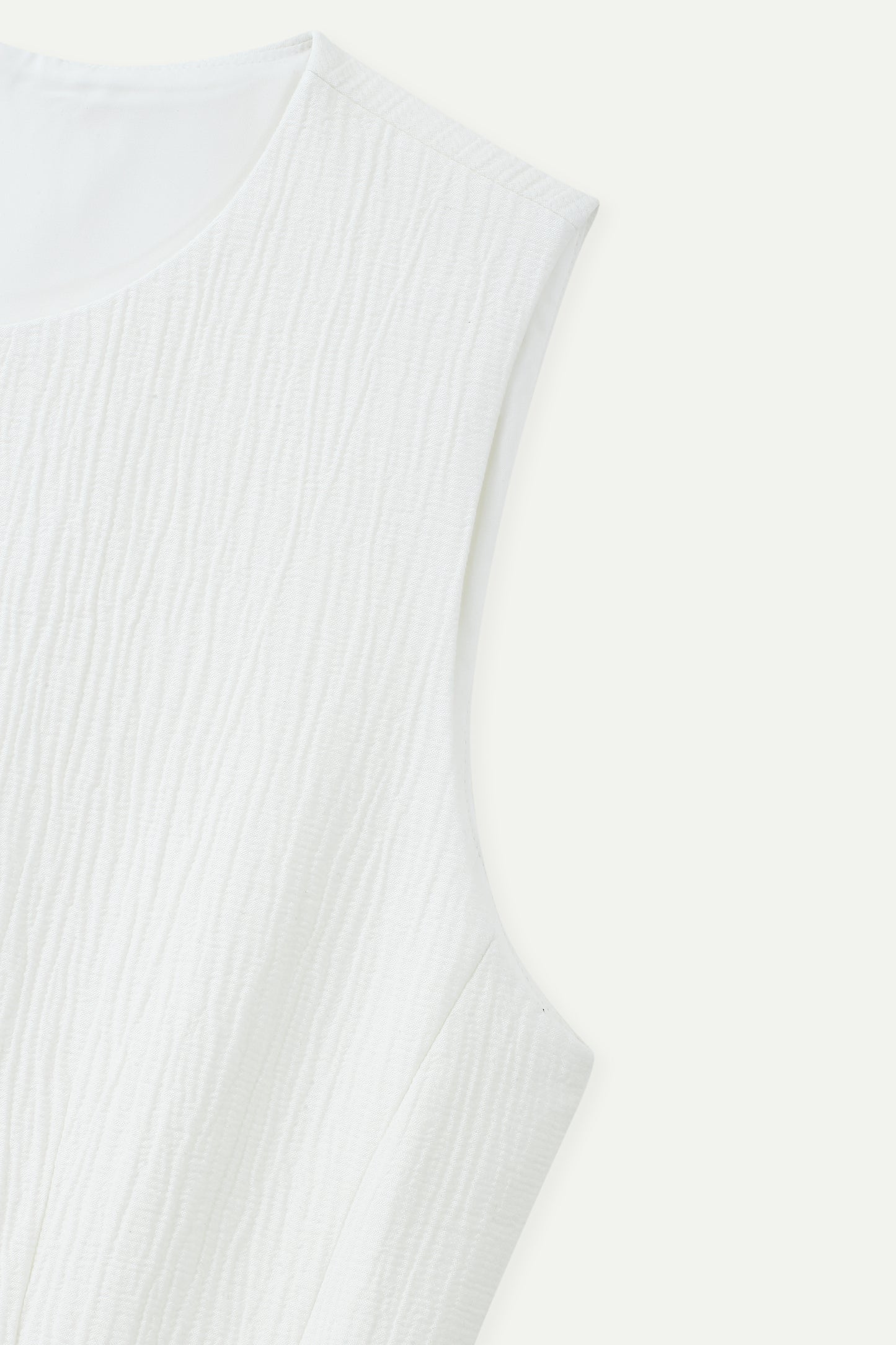 ESPRIT TEXTURED SLEEVELESS FIT-AND-FLARE MINI DRESS-OFF WHITE