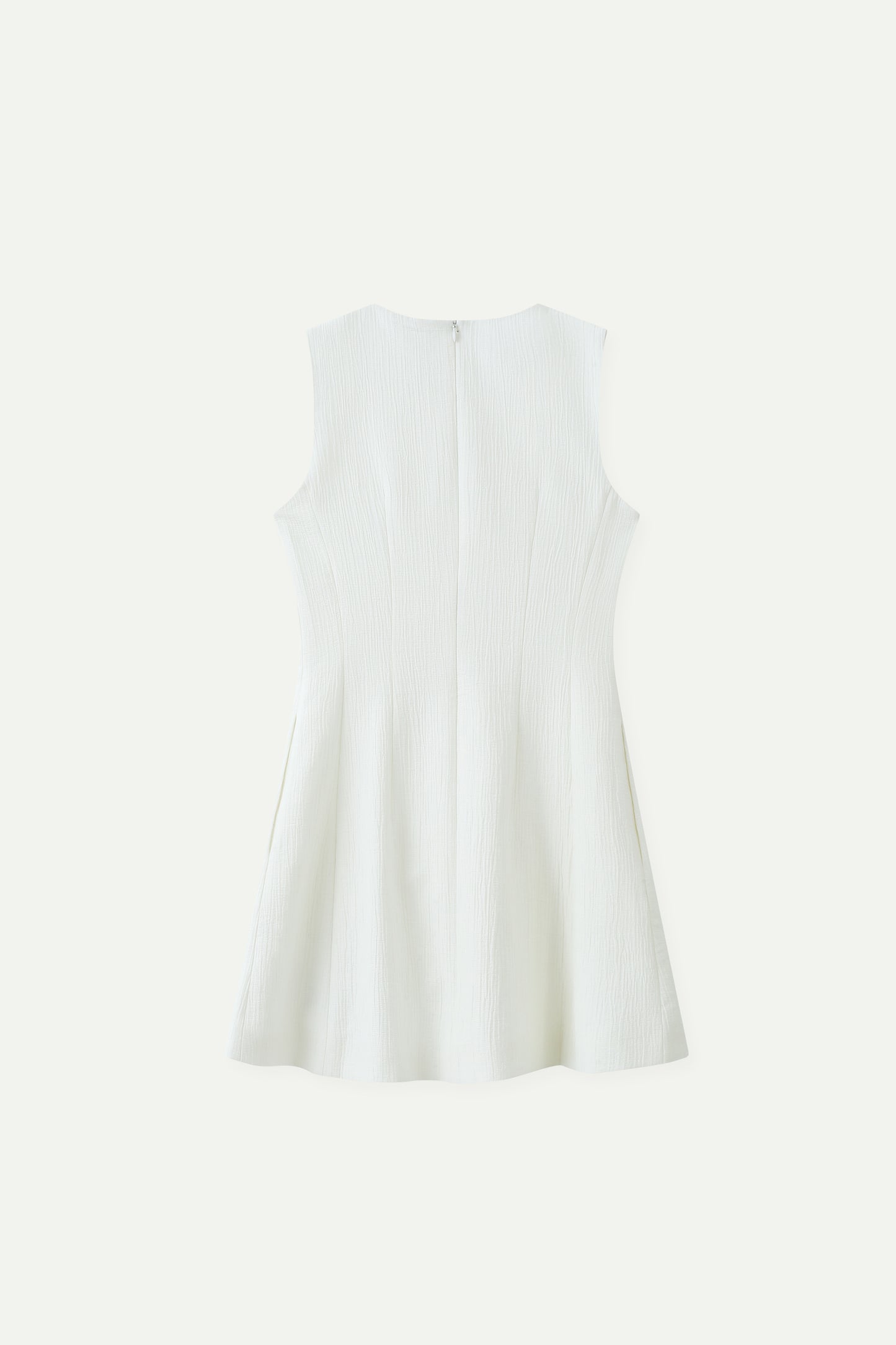 ESPRIT TEXTURED SLEEVELESS FIT-AND-FLARE MINI DRESS-OFF WHITE