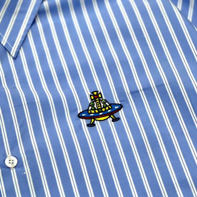 2ND CLOSET "UFO" DOUBLE LAYERS OVERSIZED SHIRT-BLUE