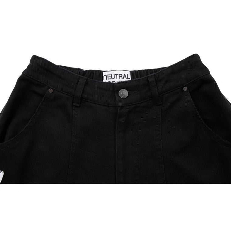 NEUTRAL SOCIETY UNISEX BARREL PANTS-BLACK