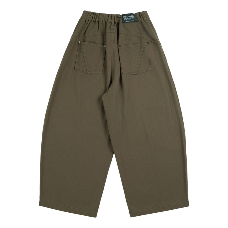 NEUTRAL SOCIETY UNISEX BARREL PANTS-OLIVE