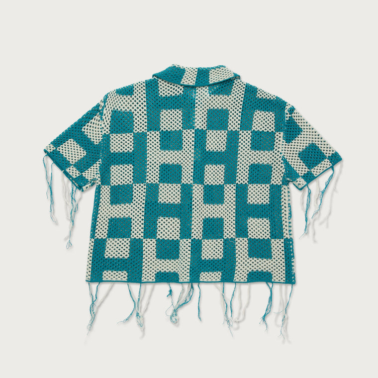 HONOR THE GIFT UNISEX CROCHET SS BUTTON DOWN-TEAL