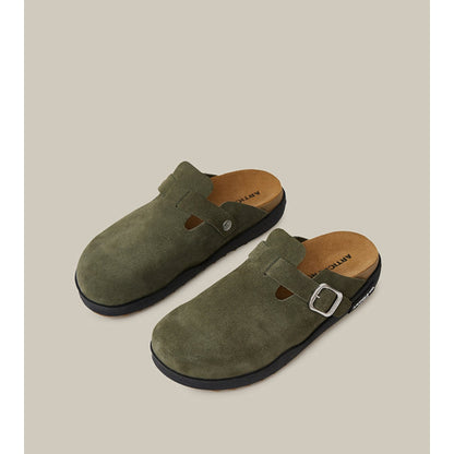 ARTICLE NO. VAGABOND LEATHER DARK GREEN DRIFT CLOGS-DARK GREEN /BLACK