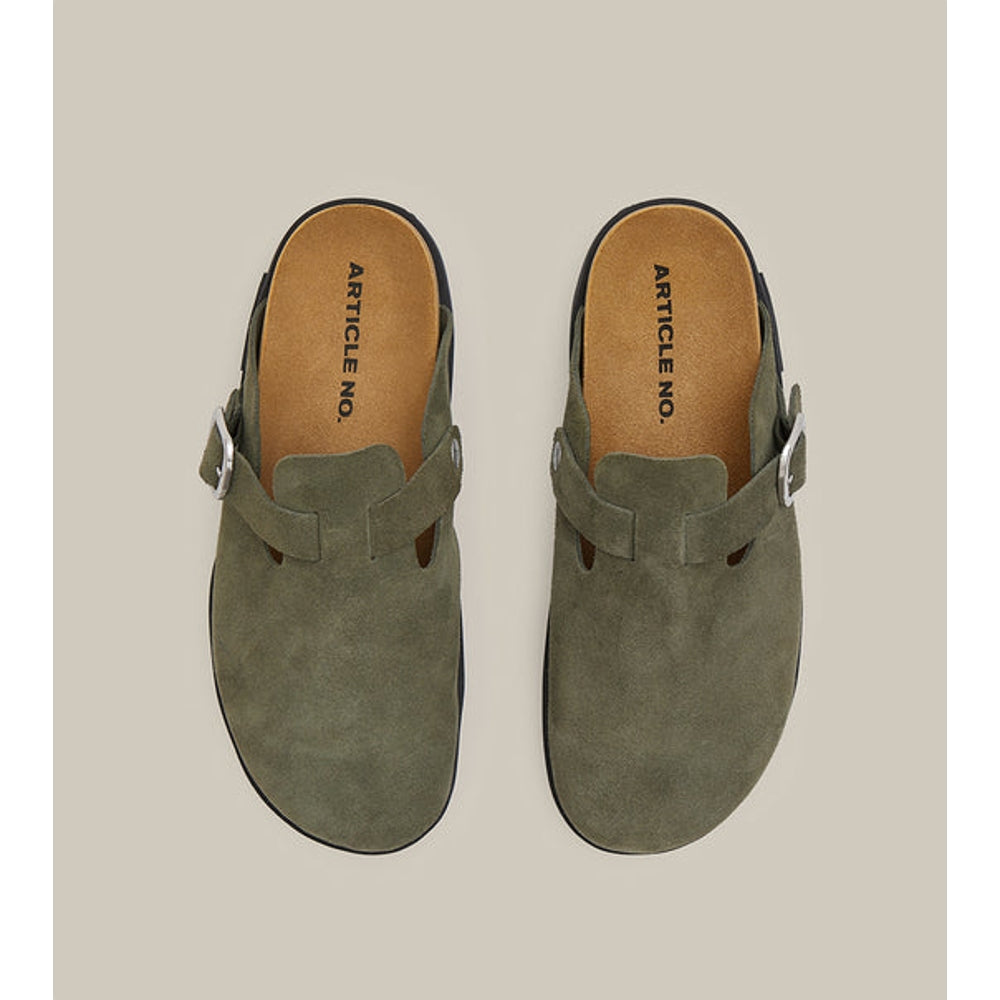 ARTICLE NO. VAGABOND LEATHER DARK GREEN DRIFT CLOGS-DARK GREEN /BLACK