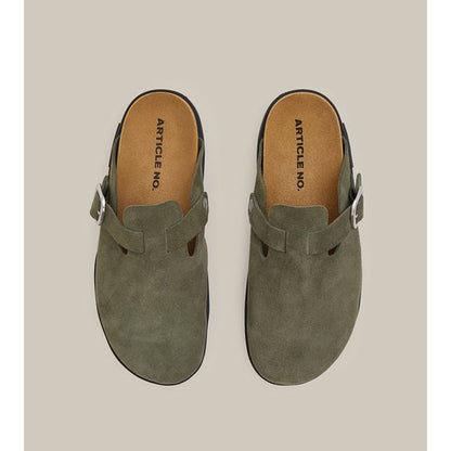 ARTICLE NO. VAGABOND LEATHER DARK GREEN DRIFT CLOGS-DARK GREEN /BLACK