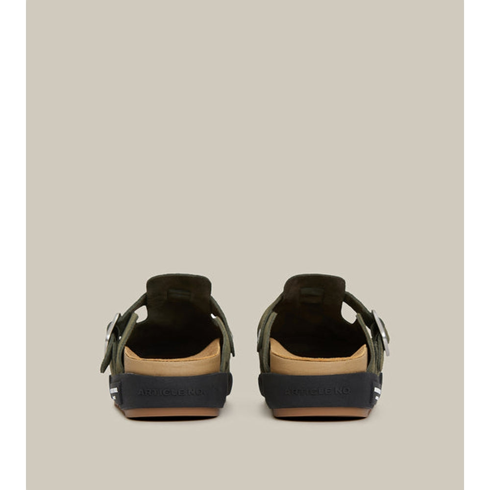ARTICLE NO. VAGABOND LEATHER DARK GREEN DRIFT CLOGS-DARK GREEN /BLACK
