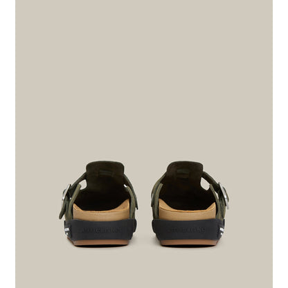 ARTICLE NO. VAGABOND LEATHER DARK GREEN DRIFT CLOGS-DARK GREEN /BLACK