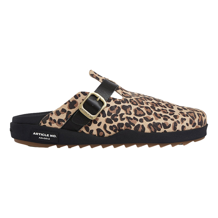 ARTICLE NO. VAGABOND LEATHER LEOPARD DRIFT CLOGS-BLACK LEOPARD