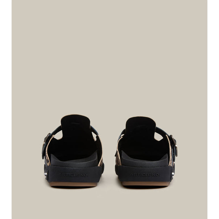 ARTICLE NO. VAGABOND LEATHER LEOPARD DRIFT CLOGS-BLACK LEOPARD