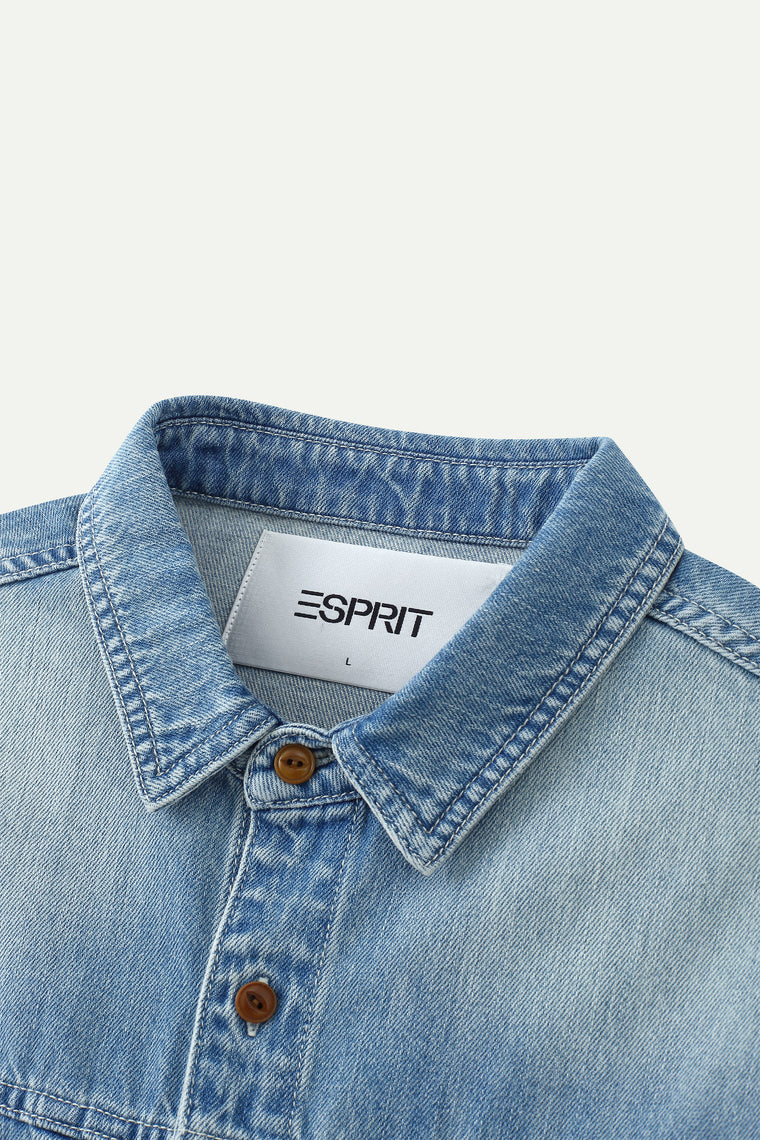 ESPRIT VINTAGE WASHED DENIM OVERSHIRT-BLUE