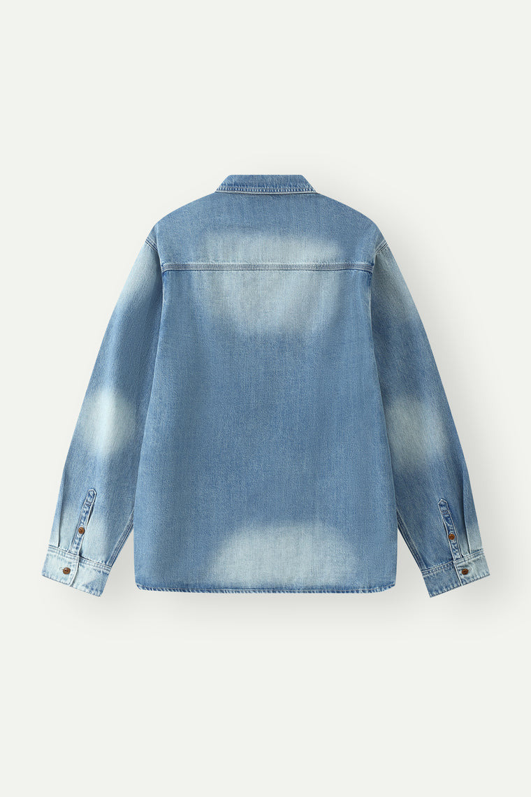 ESPRIT VINTAGE WASHED DENIM OVERSHIRT-BLUE