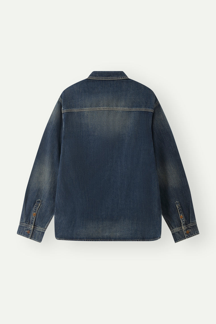 ESPRIT VINTAGE WASHED DENIM OVERSHIRT-NAVY