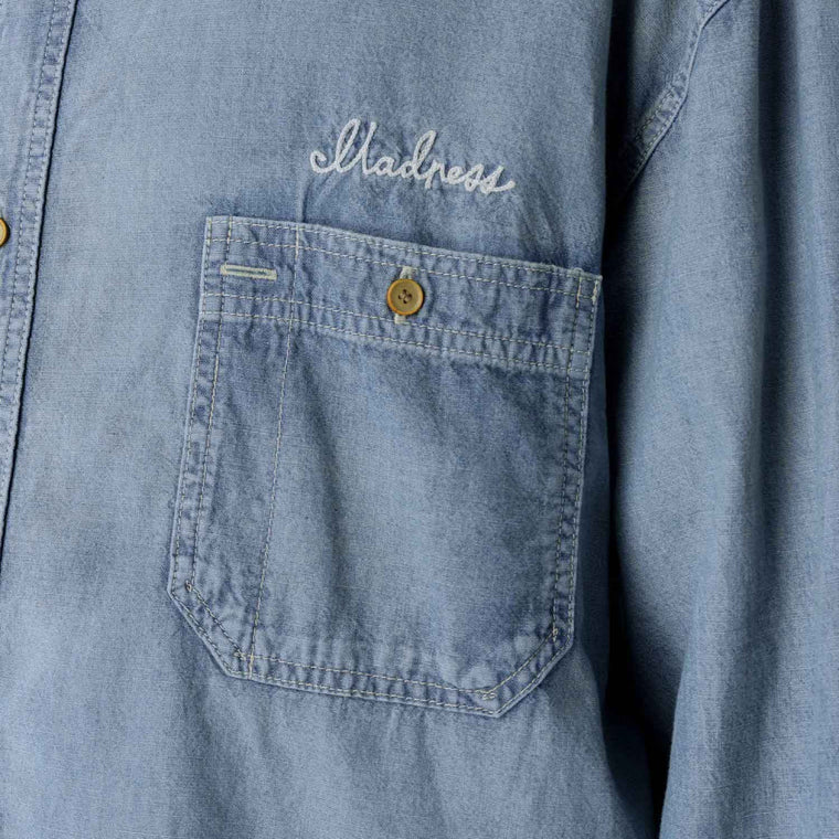 MADNESS VTG CHAMBRAY BD SHIRT (MADE IN JAPAN)-INDIGO