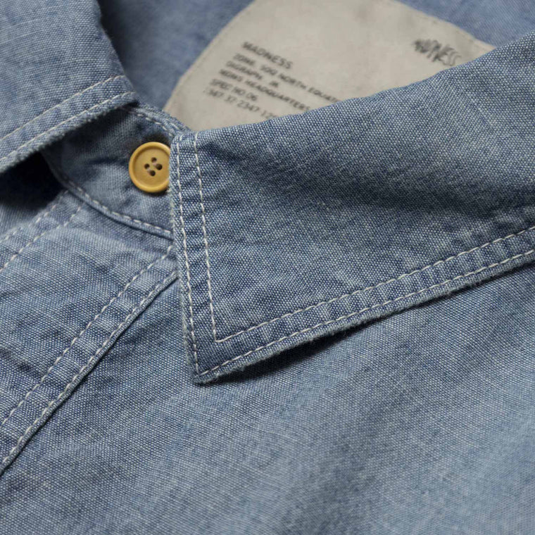 MADNESS VTG CHAMBRAY BD SHIRT (MADE IN JAPAN)-INDIGO