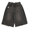 NEUTRAL SOCIETY WASH DENIM WIDE SHORTS-BLACK DENIM