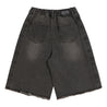 NEUTRAL SOCIETY WASH DENIM WIDE SHORTS-BLACK DENIM