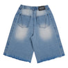 NEUTRAL SOCIETY WASH DENIM WIDE SHORTS-BLUE DENIM