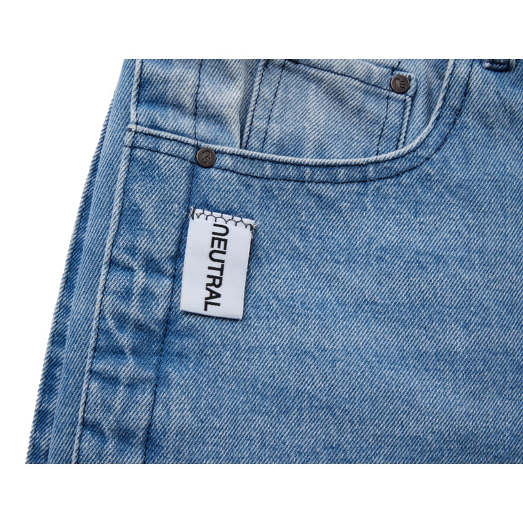 NEUTRAL SOCIETY WASH DENIM WIDE SHORTS-BLUE DENIM