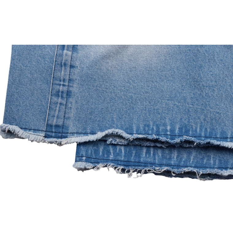 NEUTRAL SOCIETY WASH DENIM WIDE SHORTS-BLUE DENIM