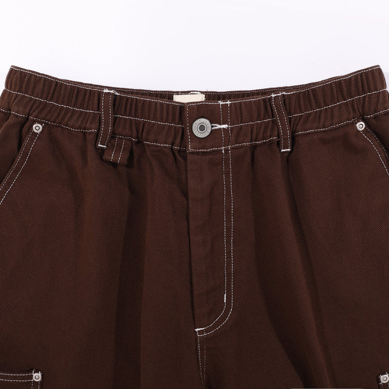 A[S]USL WASHED DENIM CROPPED PANTS-BROWN
