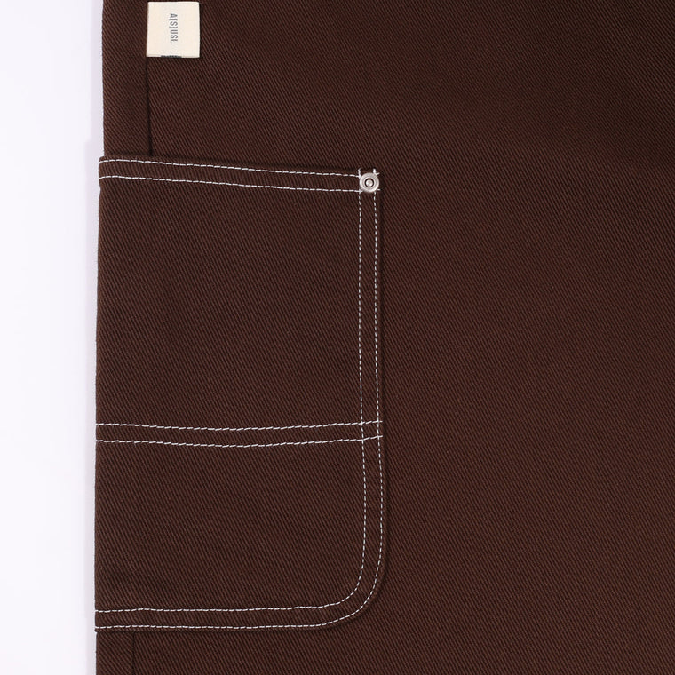A[S]USL WASHED DENIM CROPPED PANTS-BROWN