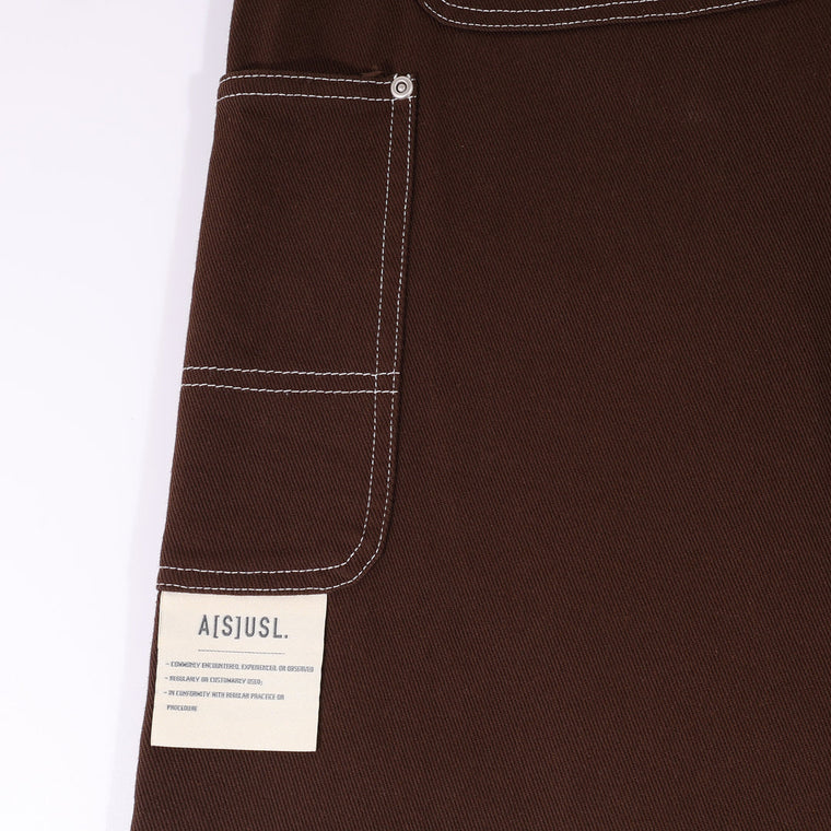 A[S]USL WASHED DENIM CROPPED PANTS-BROWN
