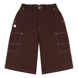 A[S]USL WASHED DENIM CROPPED PANTS-BROWN