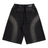 NEUTRAL SOCIETY WASHED DENIM WIDE SHORTS-BLACK DENIM