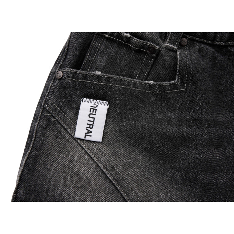 NEUTRAL SOCIETY WASHED DENIM WIDE SHORTS-BLACK DENIM