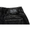 NEUTRAL SOCIETY WASHED DENIM WIDE SHORTS-BLACK DENIM