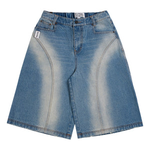 NEUTRAL SOCIETY WASHED DENIM WIDE SHORTS-BLUE DENIM