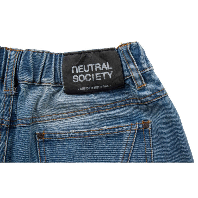 NEUTRAL SOCIETY WASHED DENIM WIDE SHORTS-BLUE DENIM