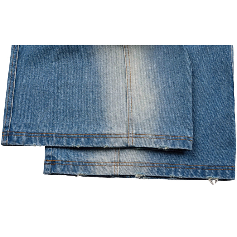 NEUTRAL SOCIETY WASHED DENIM WIDE SHORTS-BLUE DENIM
