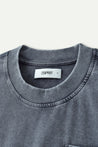 ESPRIT WASHED POCKET EMBROIDERED TEE-DARK GREY