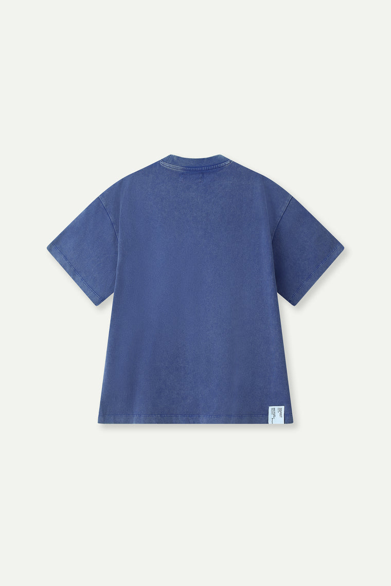 ESPRIT WASHED POCKET EMBROIDERED TEE-NAVY