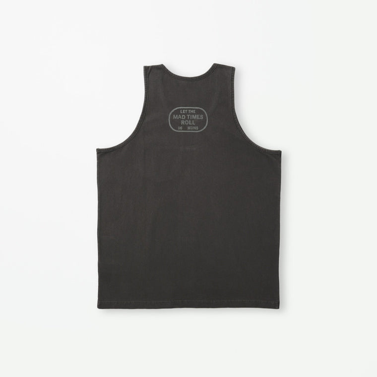 MADNESS WASHED POCKET PRINT TANK-CHARCOAL